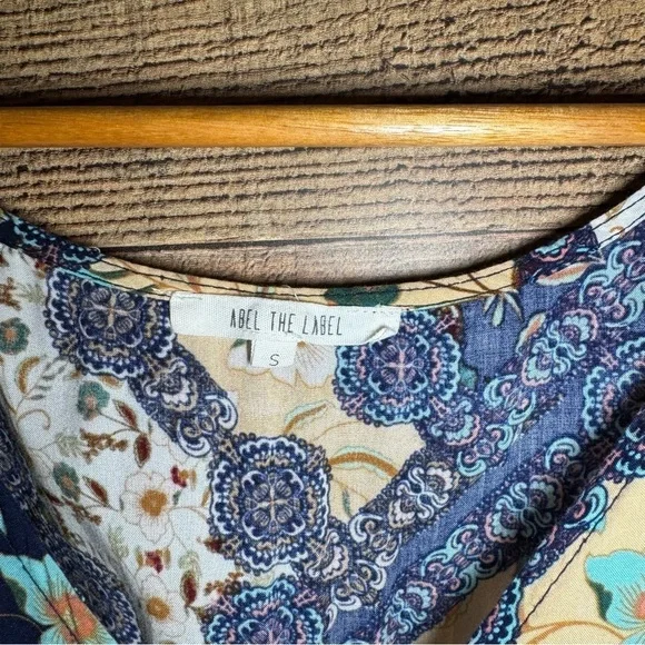 🌻 Abel The Label Anthropologie Ghandi Blue Floral Maxi Dress size Small - Picture 8 of 12